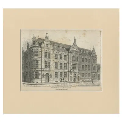 Pre-owned 1stdibs Antique Print Of The Former Maritime Academy Of Amsterdam, C.1890 In Sand