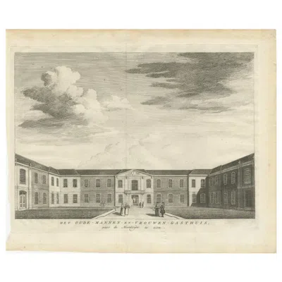 Pre-owned 1stdibs Antique Print Of The Former Retirement Home In Amsterdam, C.1760 In Sand