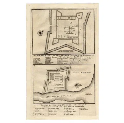 Pre-owned 1stdibs Antique Print Of The Fortress On Cheribon Or Cirebon, Java, Indonesia, 1726 In Sand