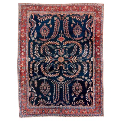 Pre-owned 1stdibs Antique Sarouk Style Rug With Floral Medallion Design In Black