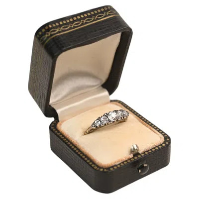 Pre-owned 1stdibs Antique Silver And 18k Gold Ring. Five Old European Cut Diamond Ring Circa 1907 In Multi