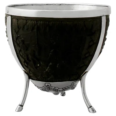 Pre-owned 1stdibs Antique Silver Mounted Coconut Cup With Nautical Scenes, Circa 1890 In Black