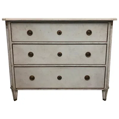 Pre-owned 1stdibs Antique Swedish Gustavian Chest, Oakwood & Marble, Circa 1820 In Brown