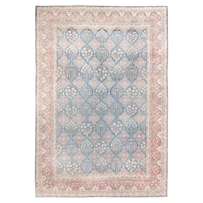 Pre-owned 1stdibs Antique Tabriz Style Rug With Allover Floral Lattice In Soft Blue And Coral In Red