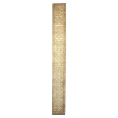 Pre-owned 1stdibs Antique Traditional Malayer Wool 2x19 Tan & Taupe Handmade Runner Rug In Brown