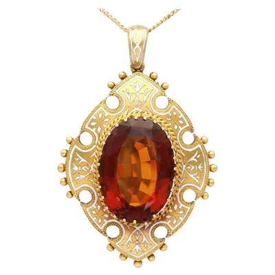 Pre-owned 1stdibs Antique Victorian Citrine Enamel And Yellow Gold Pendant