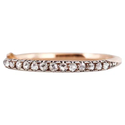 Pre-owned 1stdibs Antique Victorian French Rose Cut Diamond Gold Silver Bangle Bracelet In Red