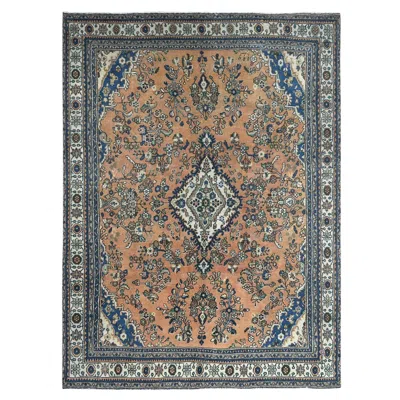 Pre-owned 1stdibs Apricot Color, Worn Wool Hand Knotted, Vintage Persian Bibikabad, Distressed Rug In Orange