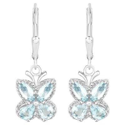 Pre-owned 1stdibs Aquamarine Butterfly Earrings 1.74 Carats Sterling Silver In Multi