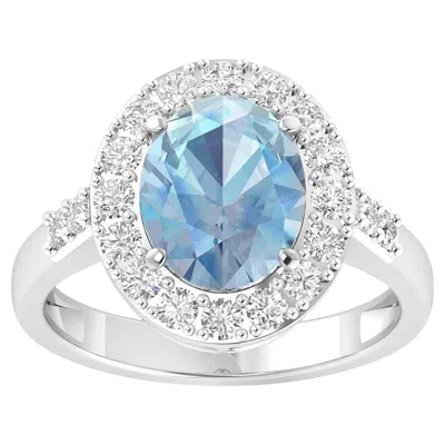 Pre-owned 1stdibs Aquamarine Cocktail Ring Diamond Halo 2.8 Carats Total 14k Gold In Multi