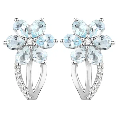 Pre-owned 1stdibs Aquamarine Earrings White Topaz 1.52 Carats Sterling Silver