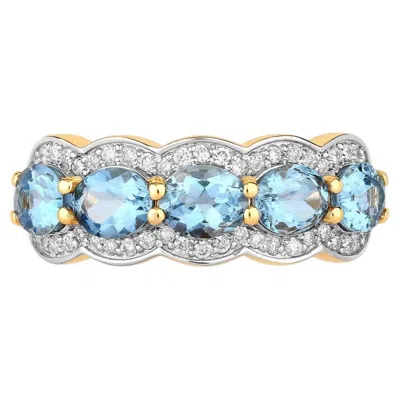 Pre-owned 1stdibs Aquamarine Ring With Diamonds 1.56 Carats 14k Yellow Gold