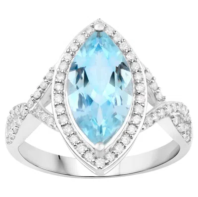 Pre-owned 1stdibs Aquamarine Ring With Diamonds 2.24 Carats 14k White Gold