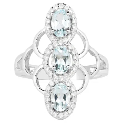 Pre-owned 1stdibs Aquamarine Ring With White Zircon 1.5 Carats Sterling Silver
