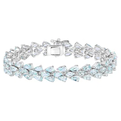 Pre-owned 1stdibs Aquamarine Tennis Bracelet 14.1 Carats Sterling Silver In Multi