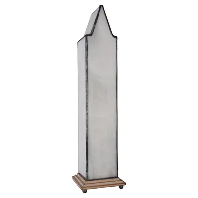 Pre-owned 1stdibs Architectural Leaded Glass Obelisk Table Lamp In Brown