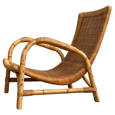 Pre-owned 1stdibs Arco Rattan Bamboo Wicker Armchair Lounge Chair, Germany 1960s In Brown