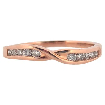 Pre-owned 1stdibs Arden 10k Rose Gold Diamond Ring, 0.18 Ctw, Dainty Stacking Ring, Size 7.25 In Red