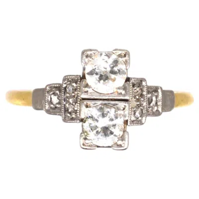 Pre-owned 1stdibs Art Deco 18ct Gold & Platinum Two Stone Toi Et Moi Diamond Ring In Multi