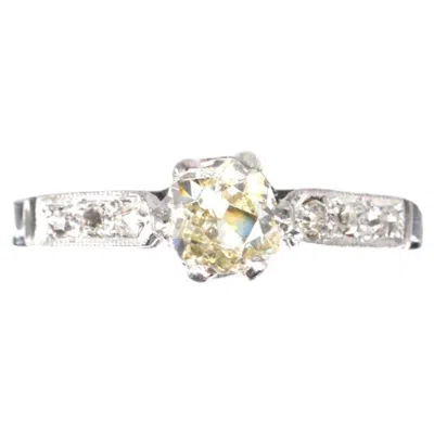 Pre-owned 1stdibs Art Deco 18ct White Gold & Platinum Old Mine Cut Diamond Solitaire Ring
