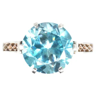 Pre-owned 1stdibs Art Deco 18ct White Gold Blue Zircon Solitaire Ring