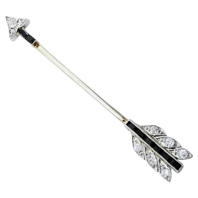 Pre-owned 1stdibs Art Deco 18k Gold Diamond Arrow Jabot Pin In Multi