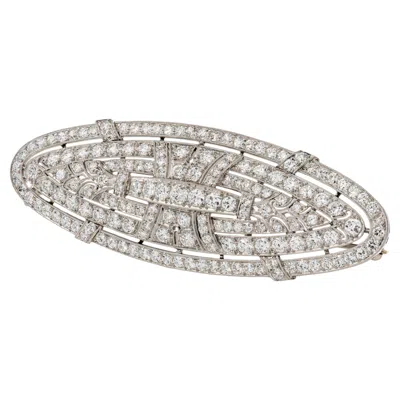 Pre-owned 1stdibs Art Deco 5.12 Carat Natural Diamond Platinum Brooch In Multi