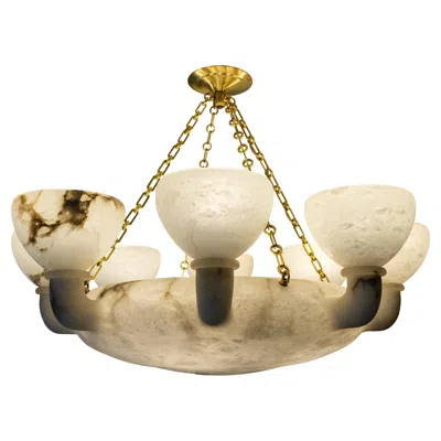 Pre-owned 1stdibs Art Deco Alabaster Chandelier, Carved Design, Sweden, Mid-20th Century In Sand