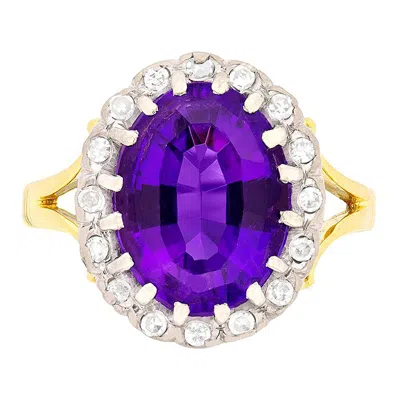 Pre-owned 1stdibs Art Deco Amethyst And Diamond Cluster Dress Ring, Circa 1930s In Purple