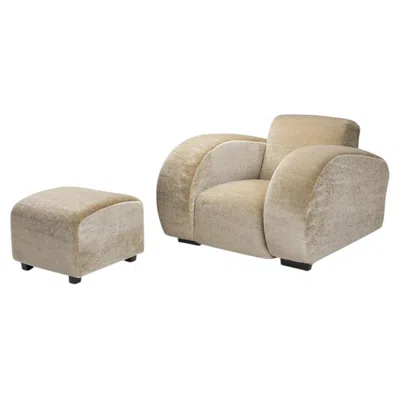Pre-owned 1stdibs Art Deco Club Chair With Ottoman, Europe First Half Of The 20th Century In Brown