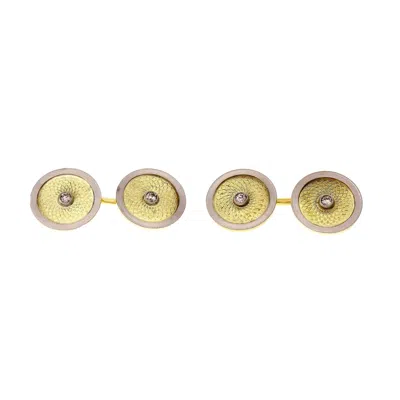 Pre-owned 1stdibs Art Deco Diamond Double-sided Gold Platinum Cufflinks In Multi