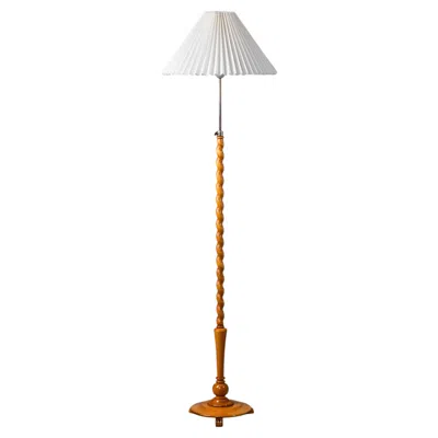 Pre-owned 1stdibs Art Deco Floor Lamp With Spiral Carved Birch Stem, Finland, 1940s In Brown