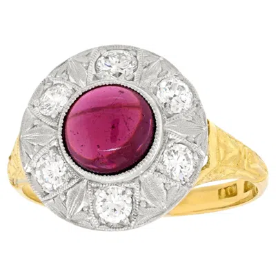Pre-owned 1stdibs Art Deco Garnet & Diamond Ring In Multi