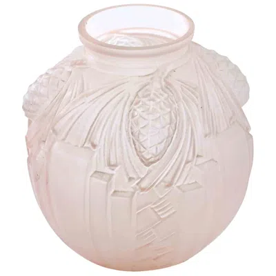 Pre-owned 1stdibs Art Deco Glass Globe Vase By De Cagny, Pink Art Glass, France, 1930s