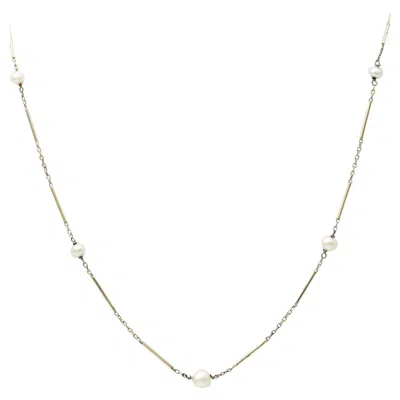 Pre-owned 1stdibs Art Deco Natural Pearl Necklace In 18 Karat White Gold