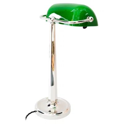 Pre-owned 1stdibs Art Deco Nickel-plated Banker Table Lamp Vienna Around 1920s In Sand