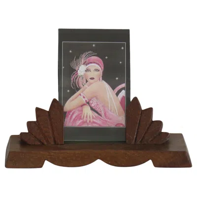 Pre-owned 1stdibs Art Deco Photo Frame Handmade Oak With Fan Or Sun-rise Design, Ca 1925 In Brown