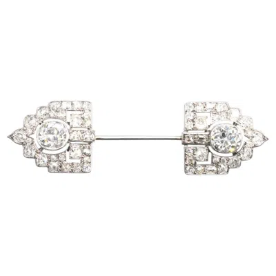 Pre-owned 1stdibs Art Deco Platinum 6 Carat Old European Diamond Jabot Brooch In Multi