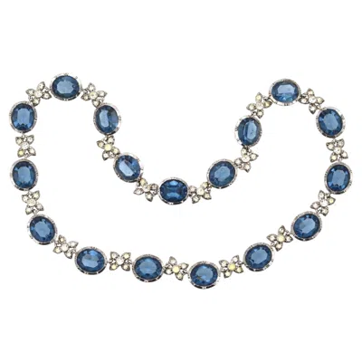 Pre-owned 1stdibs Art Deco Silver, White And Blue Paste Necklace
