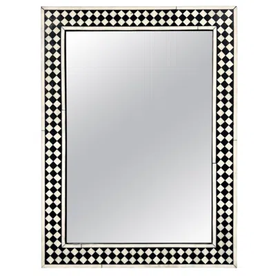 Pre-owned 1stdibs Art Deco Style Black & White Resin Diamond Design Wall, Table Or Mantel Mirror