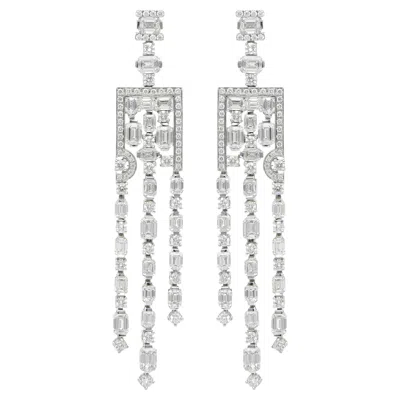 Pre-owned 1stdibs Art Deco-style Dangle Earrings With 8.26 Ct Diamonds, Made In Italy, 18 Kt In Multi