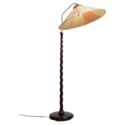 Pre-owned 1stdibs Art Nouveau Floor Lamp With Twisted Wood Stand, 1940s In Brown