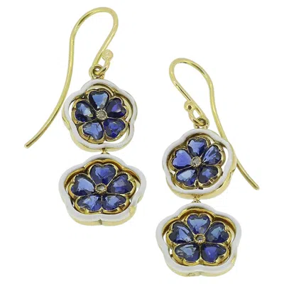 Pre-owned 1stdibs Art Nouveau Sapphire Floral Drop Earrings In Blue