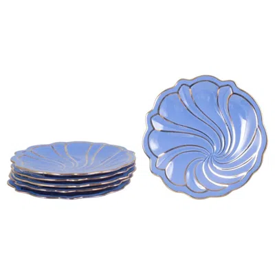 Pre-owned 1stdibs Arthur Percy For Upsala Ekeby. Set Of Six Ceramic "safir" Plates. Mid-20th C. In Blue