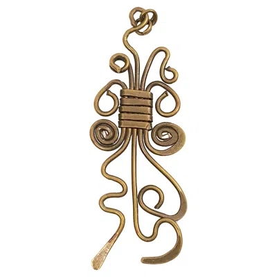 Pre-owned 1stdibs Artisan Hammered Brass Wire Spirals Loops Squiggles Unique Oversized Pendant In Multi