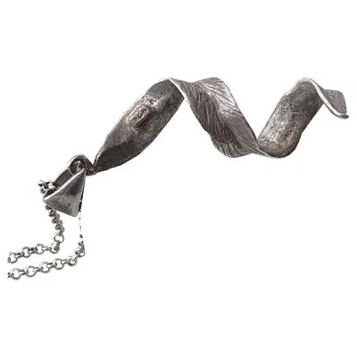 Pre-owned 1stdibs Artisan Hand-textured Silver Spiral Leaf Pendant Choker Necklace In Multi