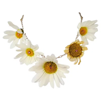 Pre-owned 1stdibs Artist Sterling Fresh Flower Pendants Chain Link Jewelerswerk Necklace 1990s In Multi