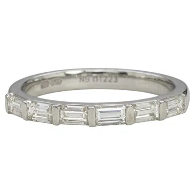 Pre-owned 1stdibs Baguette Diamond East-west Wedding Band In 14k White Gold