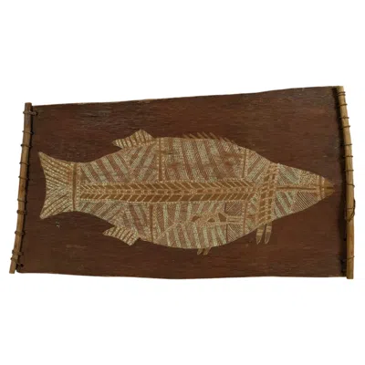 Pre-owned 1stdibs Bark Painting Of One Fish, Northern Territory, Australia In Brown