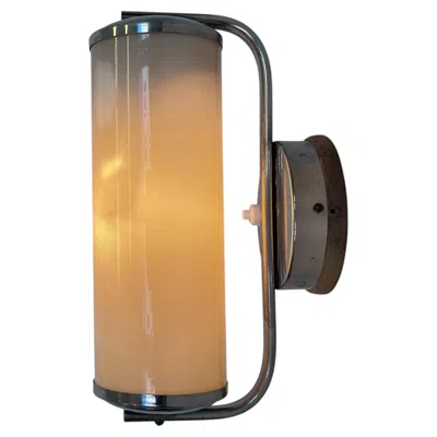 Pre-owned 1stdibs Bauhaus Chrome And Milk Glass Wall Lamp, 1940s - Czechoslovakia In Brown